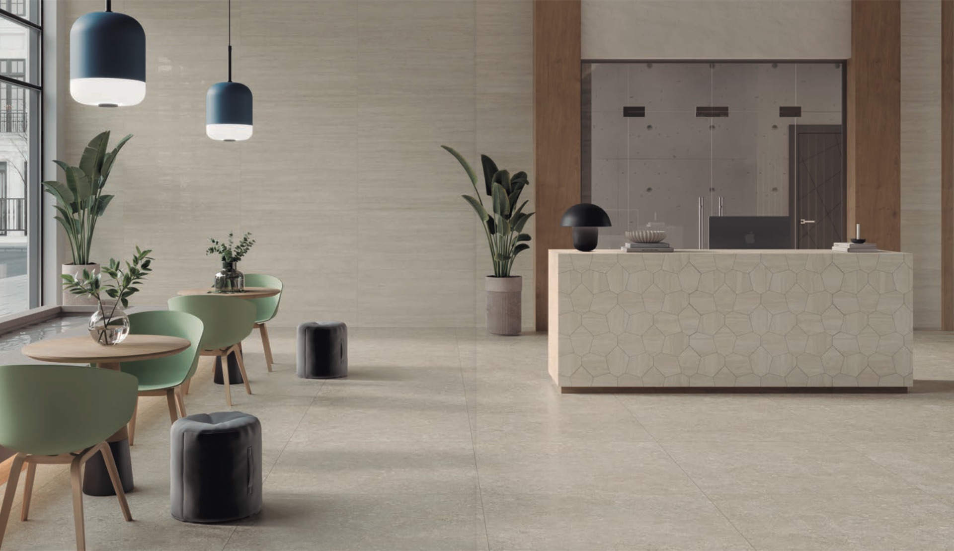 Ambiente de interiorismo con porcelánico de gran formato QualityTiles